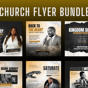 25-in-1 Church Flyer Bundle | Customizable Canva Templates | Church Service Launch Promo Graphics