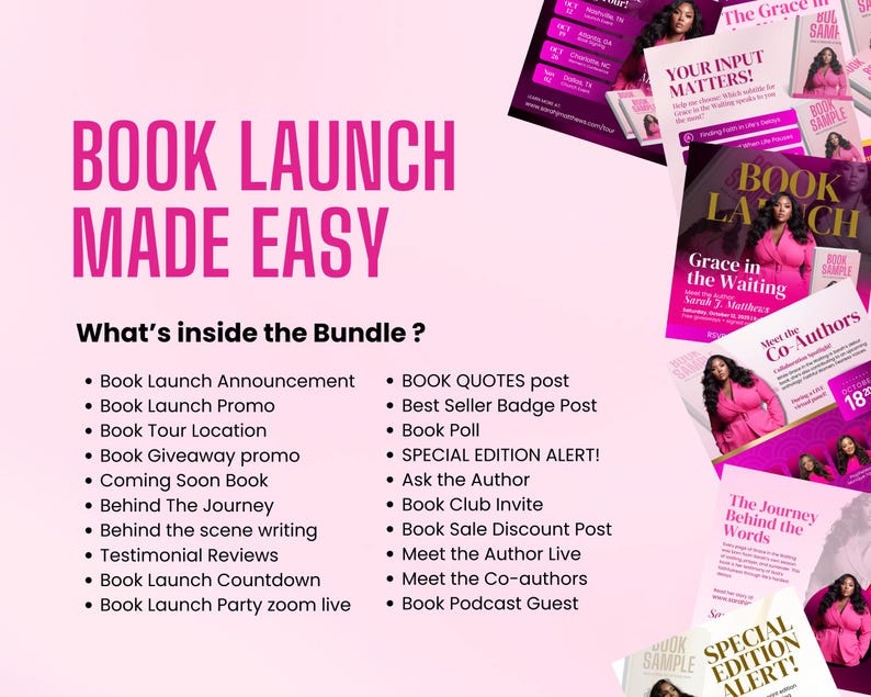Author Book Launch Canva Templates: Christian Women's Promo Pack (Digital Download)