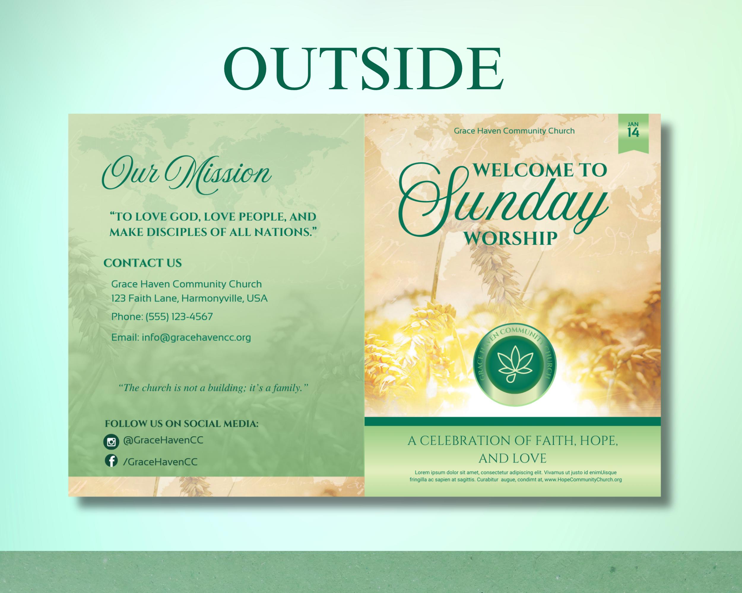 Editable Church Bulletin Template Sunday Service Program Canva Design
