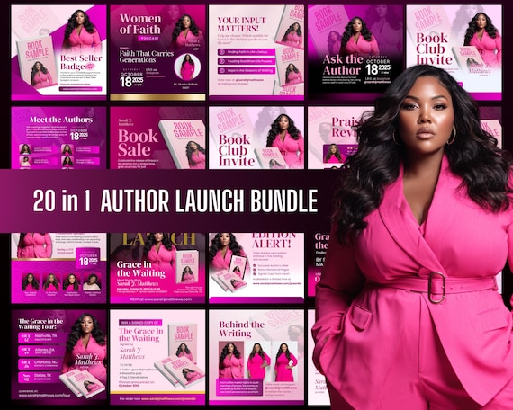 Author Book Launch Canva Templates: Christian Women's Promo Pack (Digital Download)