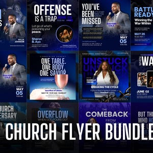 15-in1 Church Flyer Bundle | Customizable Canva Templates |  Promo Graphics