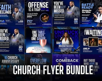 15-in1 Church Flyer Bundle | Customizable Canva Templates |  Promo Graphics