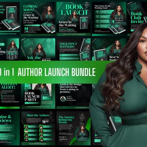 May include: A promotional bundle for an author launch, featuring a woman in a green dress. The image includes various promotional graphics with the book title "The Grace in the Waiting" and the author's name, Sarah J. Matthews. The text "20 in 1 AUTHOR LAUNCH BUNDLE" is also visible.