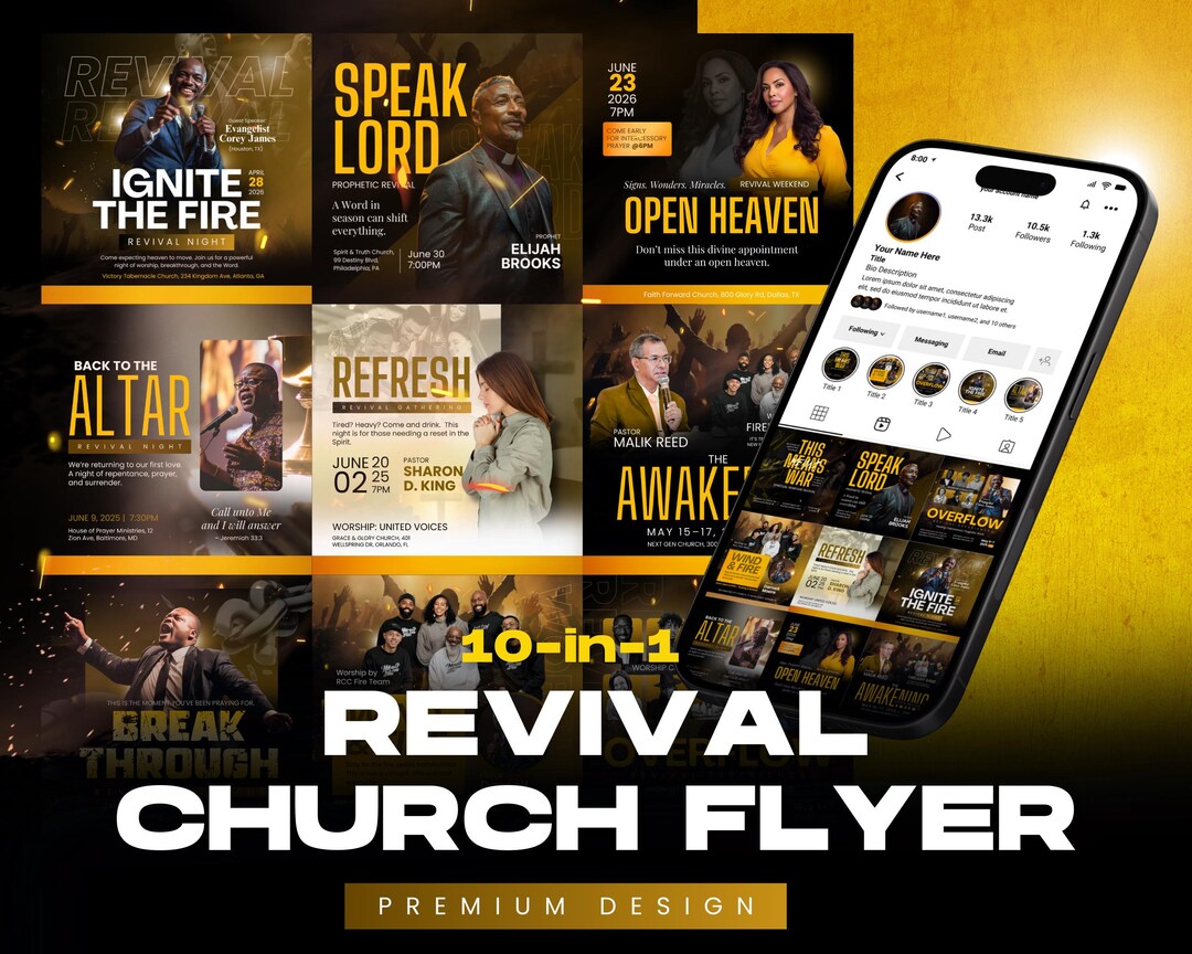 Revival Flyer.pdf 10-in-1 Church Revival Flyer Bundle | Editable Canva Templates ...