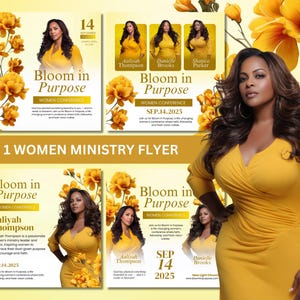 Yellow Floral Church Conference Flyer: Women&#39;s Ministry Canva Template Bundle