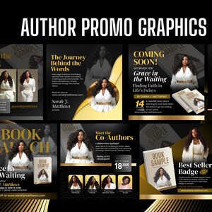 20-in-1 Editable Author Launch Bundle | Customizable Canva Templates | Book Launch Promo Graphics Gold and Black