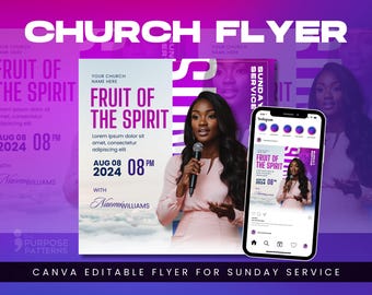 Customizable Church Flyer Template: Sunday Service (Canva Editable)
