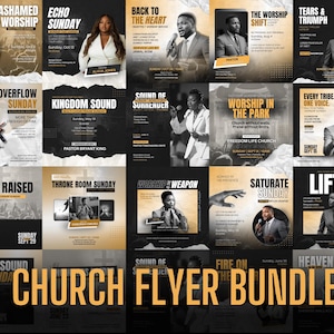 25-in-1 Church Flyer Bundle | Customizable Canva Templates | Church Service Launch Promo Graphics