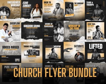 25-in-1 Church Flyer Bundle | Customizable Canva Templates | Church Service Launch Promo Graphics