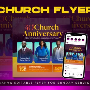 Church Conference | Church Anniversary Flyer Template |  Editable Canva Design for Christian Celebrations