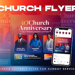 Church Conference | Church Anniversary Flyer Template |  Editable Canva Design for Christian Celebrations