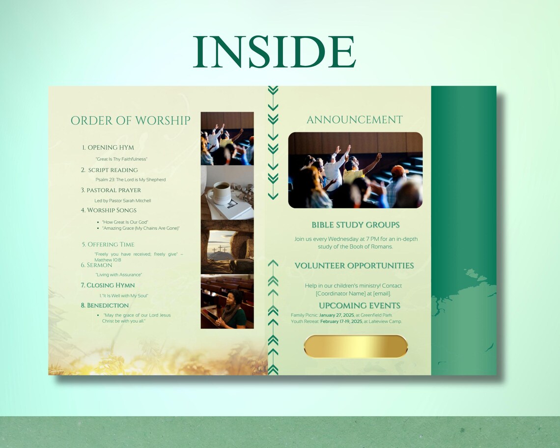 Editable Church Bulletin Template Sunday Service Program Canva Design