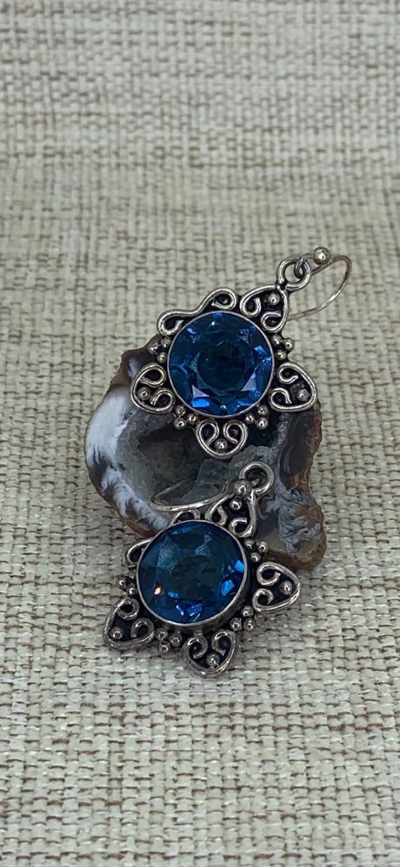 Blue quartz silver earrings