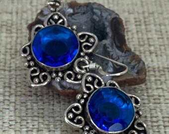 Blue quartz silver earrings