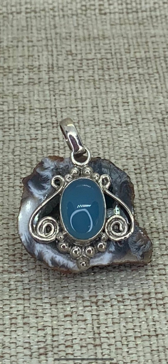 Chalcedony and sterling silver pendant