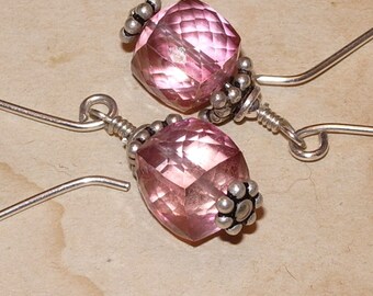 Pink Topaz and Sterling Silver Earrings