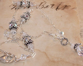 Swarovski Crystal and Moonstone Sterling Silver Necklace