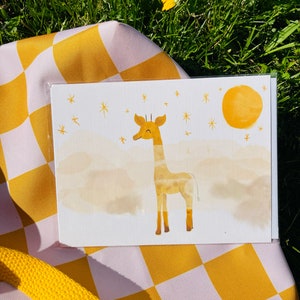 Kinderzimmer Mini Print Babys Wandkunst Giraffendruck süsser Postkarte Kinderdruck Happy Print Kunstpostkarte Niedliche Tiere Print Babytiere Pri