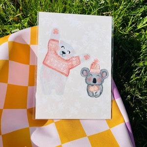 Cadeau pour amis, impression d'art, carte postale d'animaux mignons, mini impression BFF, impression d'ours, carte d'ours polaire, impressions mignonnes pour enfants, impression girlie, koala