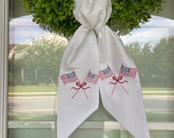 Patriotic wreath sash. American flag wreath sash. Memorial Day wreath sash. Fourth of July wreath sash.