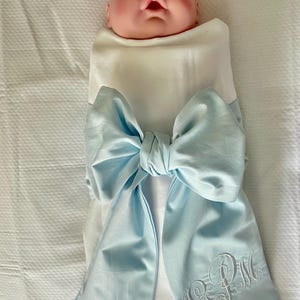 Monogrammed Newborn swaddle bow sash
