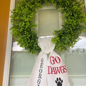 UGA wreath sash. University of Georgia wreath sash. Georgia Bulldogs wreath.