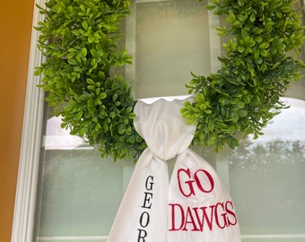 UGA wreath sash. University of Georgia wreath sash. Georgia Bulldogs wreath.