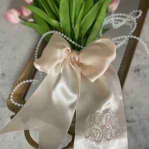Satin Monogramed Bouquet Ribbon. Bridal Bouquet Ribbon. Quinceanera ...