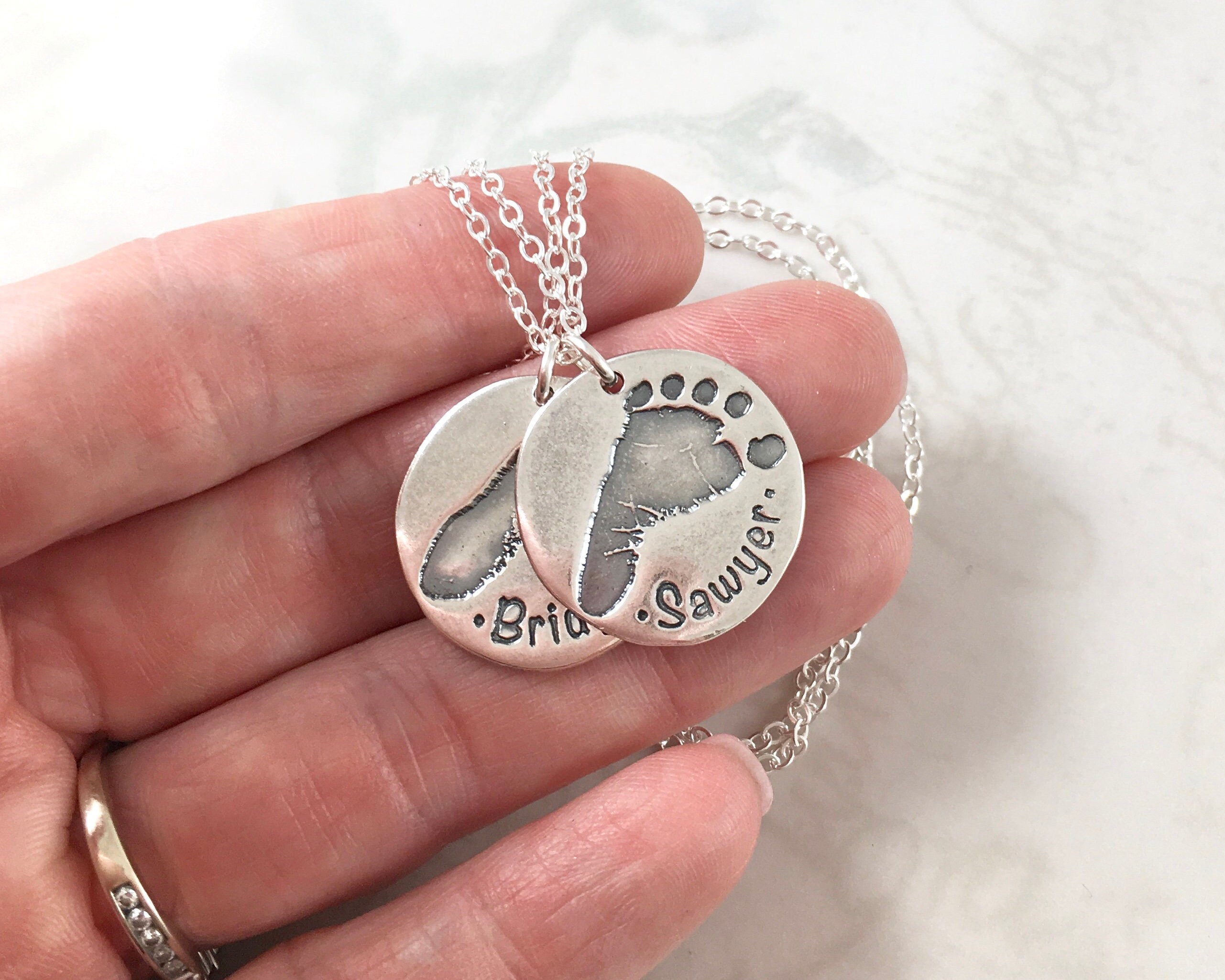 Actual footprint necklace Custom jewelry custom footprint Etsy