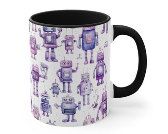 Galactic Gala Retro Robots - Coffee Mug, Tea Cup, 11oz or 15oz - ORCA Coating - Microwave & Dishwasher Safe - Unique Gift for Her Him