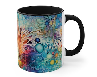 Blooming Colorful Floral Coffee Mug, Tea Cup, 11oz or 15oz - ORCA Coating - Microwave & Dishwasher Safe - Anytime Gift, Unique Flowe