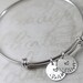 Custom jewelry, silver personalized bracelet, mother gift, expandable bangle bracelet, custom hand stamped names, charm bracelet 