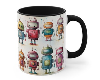 Antique Assembly Retro Robots - Coffee Mug, Tea Cup, 11oz or 15oz - ORCA Coating - Microwave & Dishwasher Safe - Unique Gift for Her Him