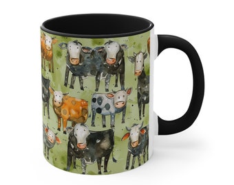 Pasture Pals - Coffee Mug, Tea Cup, 11oz or 15oz - ORCA Coating - Microwave & Dishwasher Safe - Cows, Cow, Cattle Gift for Her Him