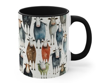 Moo Crew - Coffee Mug, Tea Cup, 11oz or 15oz - ORCA Coating - Microwave & Dishwasher Safe - Cows, Cow, Cattle Gift for Her Him