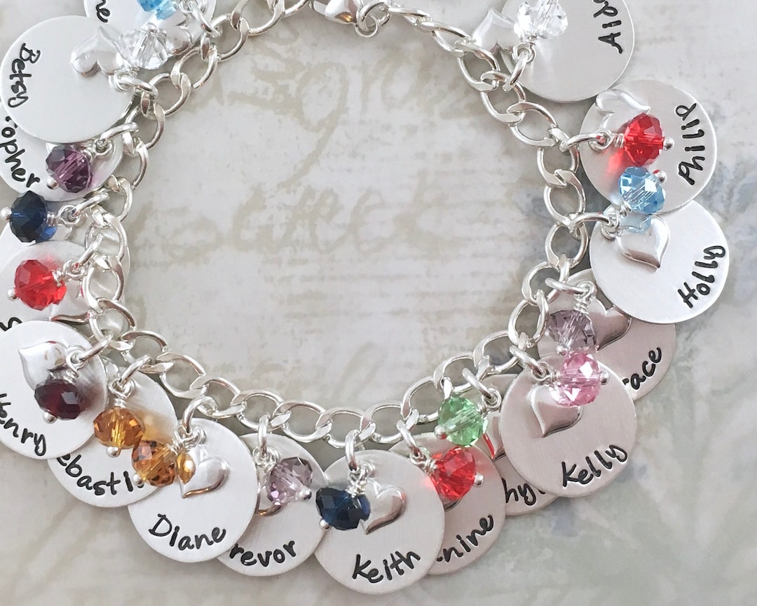 Custom Jewelry, Custom Hand Stamped, Personalized Charm Bracelet