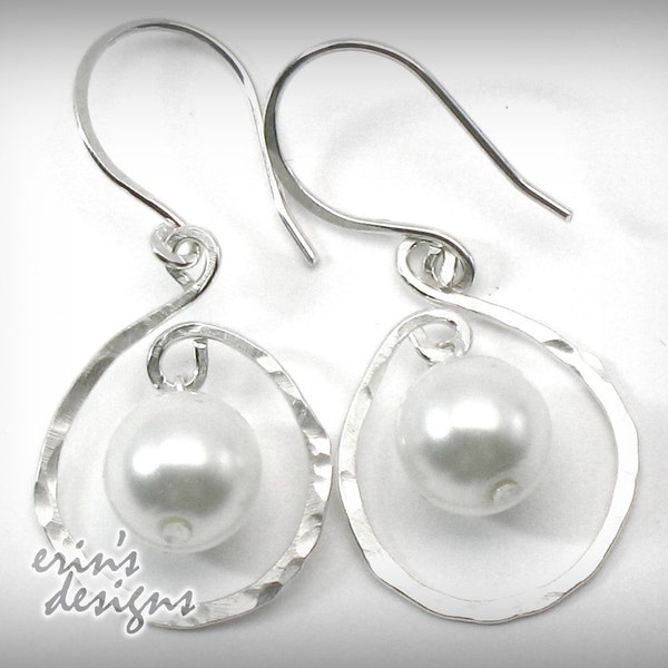 Nancy Love - Sterling Silver Wire-Wrapped Czech White Color Pearls