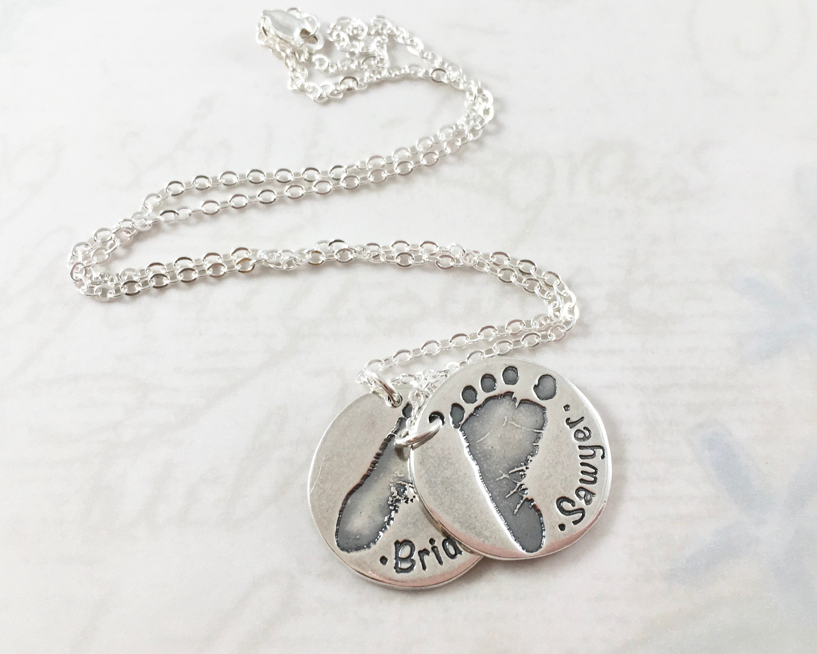 Actual footprint necklace Custom jewelry custom footprint Etsy