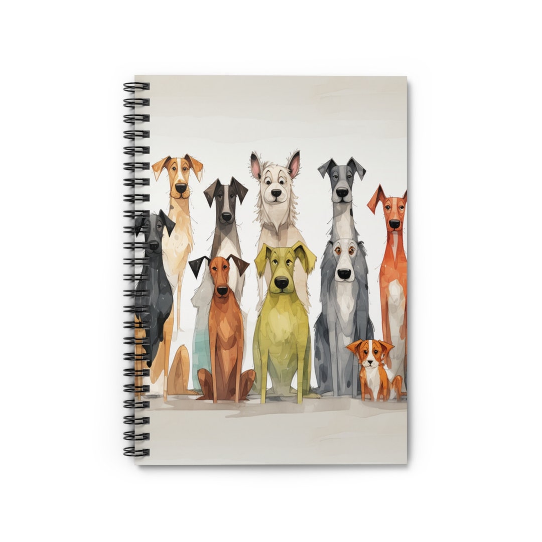 Watercolor Dogs Spiral Notebook Ruled Lines Journal Notebook Stationary ...