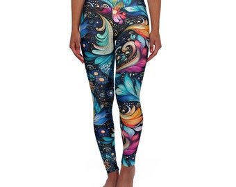 Whimsical Creations - High Waisted Yoga Leggings, Active Wear Workout Pants, Stretch, Colorful, Women's Leggings, Pretty, Stretchy and Soft