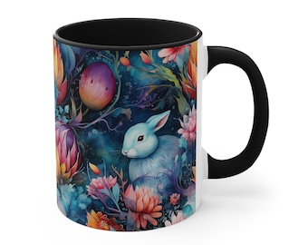 Bunny Hop Delight - Coffee Mug, Tea Cup, 11oz or 15oz - ORCA Coating - Microwave & Dishwasher Safe - Spring Egg Eggs, Easter Gift for Her