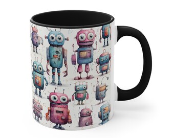 Robotica Retro Robots - Coffee Mug, Tea Cup, 11oz or 15oz - ORCA Coating - Microwave & Dishwasher Safe - Unique Gift for Her Him