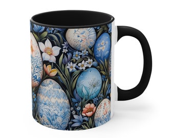 Blossom Eggs Ensemble - Coffee Mug, Tea Cup, 11oz or 15oz - ORCA Coating - Microwave & Dishwasher Safe - Egg Spring, Easter Gift for Her