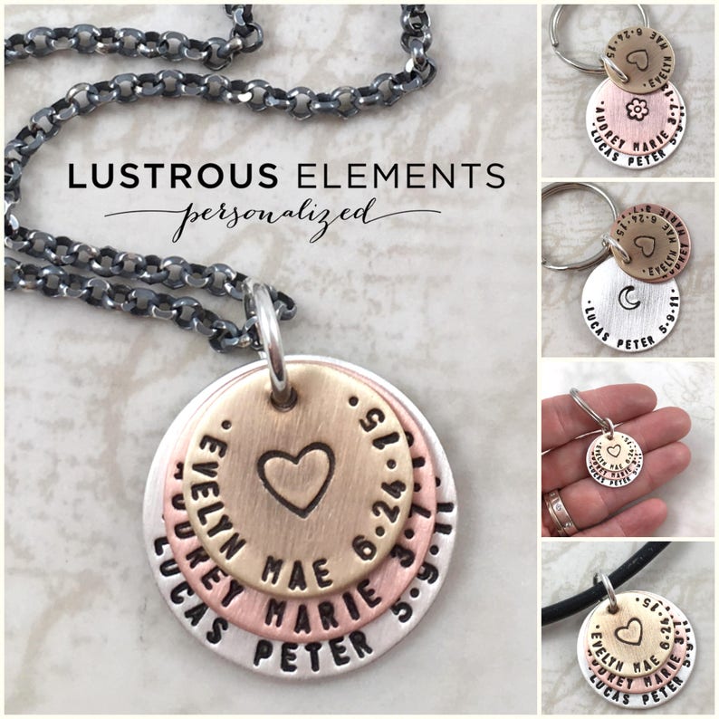 or mens personalized necklace custom hand stamped Personalized gifts for dad anniversary gift keychain mens gift