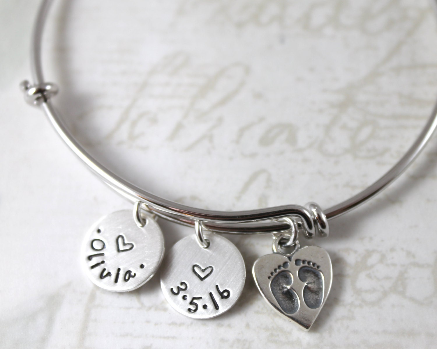 Custom jewelry New mom gift personalized expandable bangle Etsy