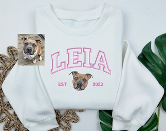 Custom Dog Portrait Embroidered Sweatshirt, Personalized Pet Memorial Gift