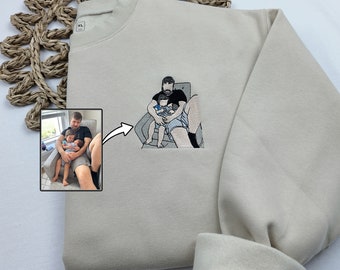 Custom Portrait Embroidered Sweatshirt, Personalized Photo Gift