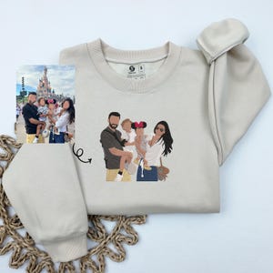 Custom Family Portrait for Mother&#39;s Day Gift, Personalized Family Embroidered Sweatshirt, Personalized Gift for Mom Sweatshirt, Gift for Her