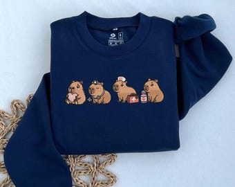 Capybara Nurse Embroidered Sweatshirt, Animal Gift