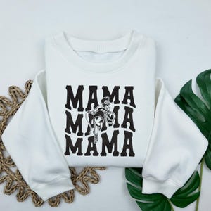 Western Mama Embroidered Sweatshirt, Mama Country Sweatshirt, Custom Name On Sleeve, Retro Cowgirl Mama Sweatshirt, New Mom Gift